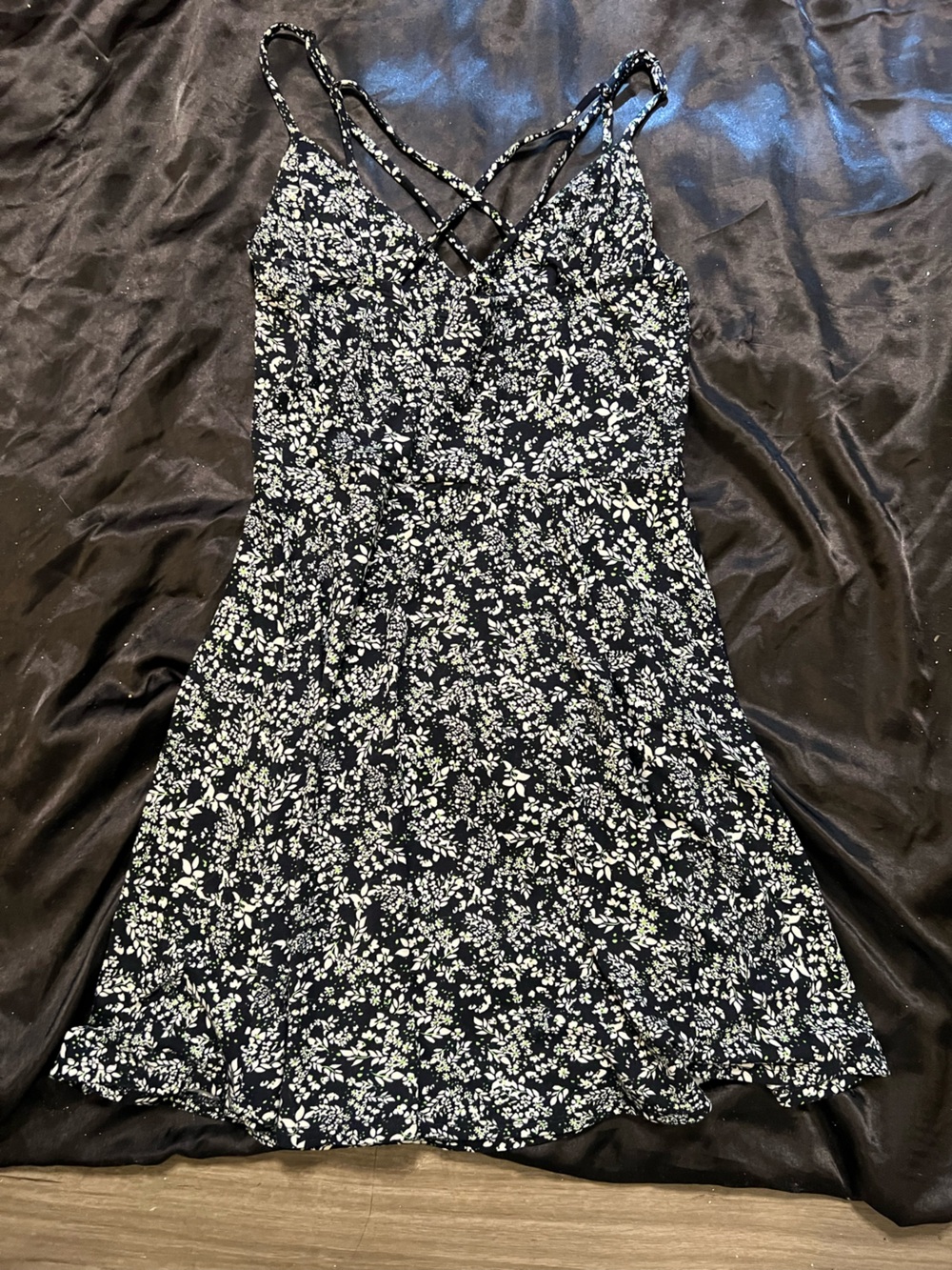 Black Floral Criss-Cross Spaghetti
Strap Dress